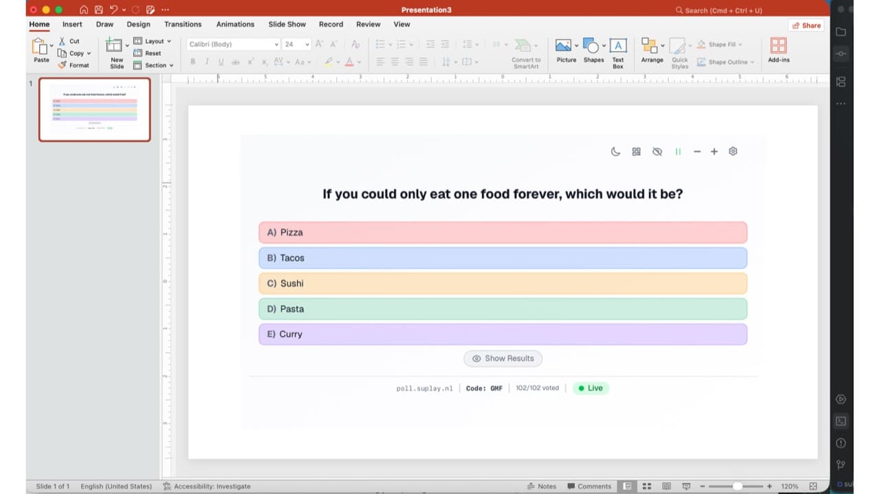 Live polls right inside PowerPoint